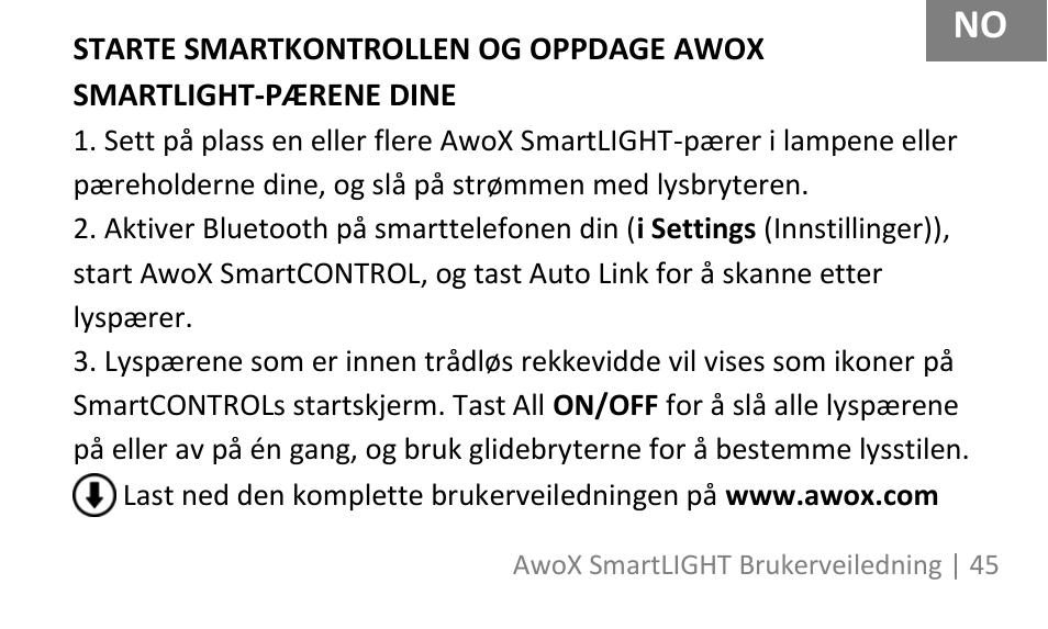 AwoX SmartLIGHT User Manual | Page 45 / 73
