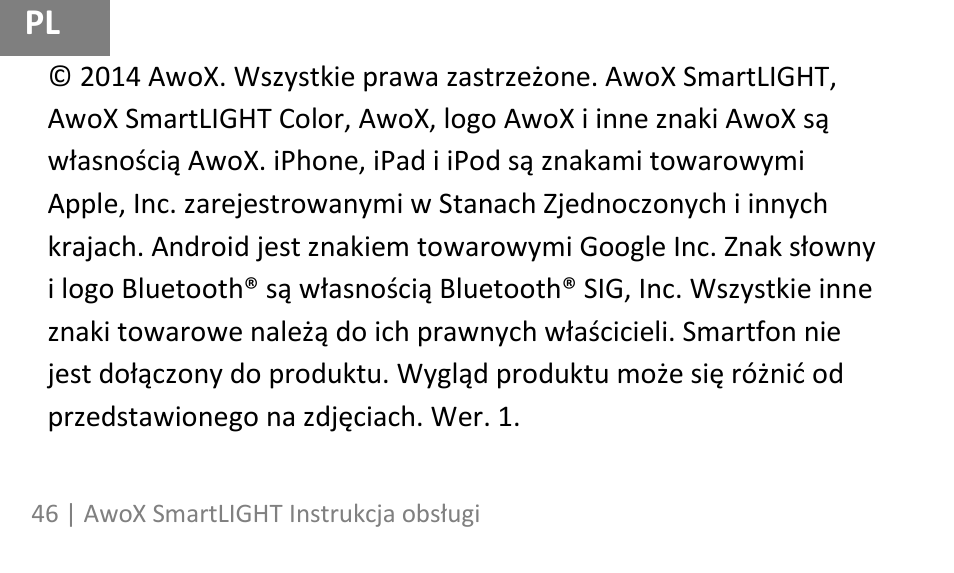 AwoX SmartLIGHT User Manual | Page 46 / 73