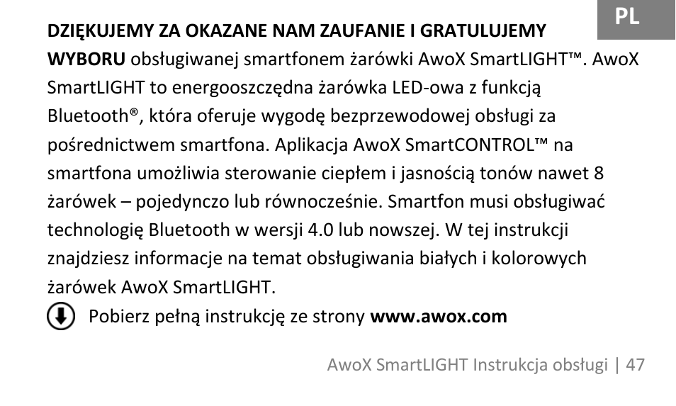 AwoX SmartLIGHT User Manual | Page 47 / 73
