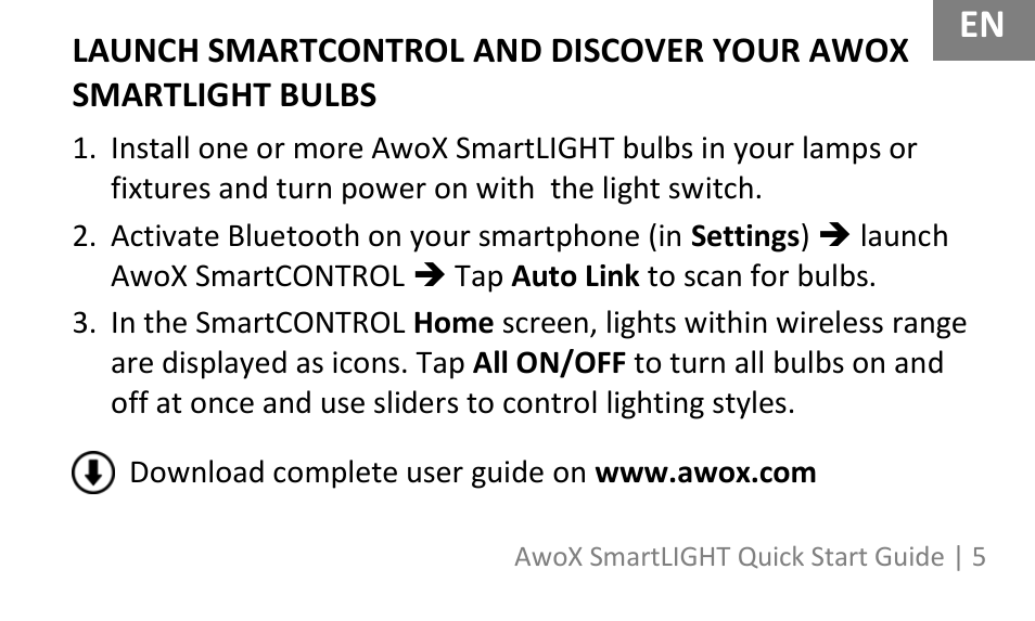 AwoX SmartLIGHT User Manual | Page 5 / 73