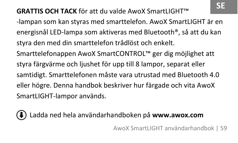 AwoX SmartLIGHT User Manual | Page 59 / 73