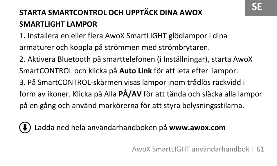 AwoX SmartLIGHT User Manual | Page 61 / 73