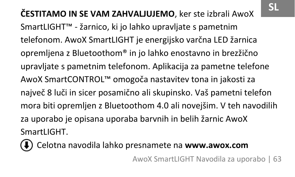 AwoX SmartLIGHT User Manual | Page 63 / 73