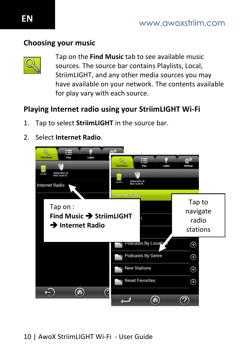 AwoX StriimLIGHT WiFI User Manual | Page 10 / 32