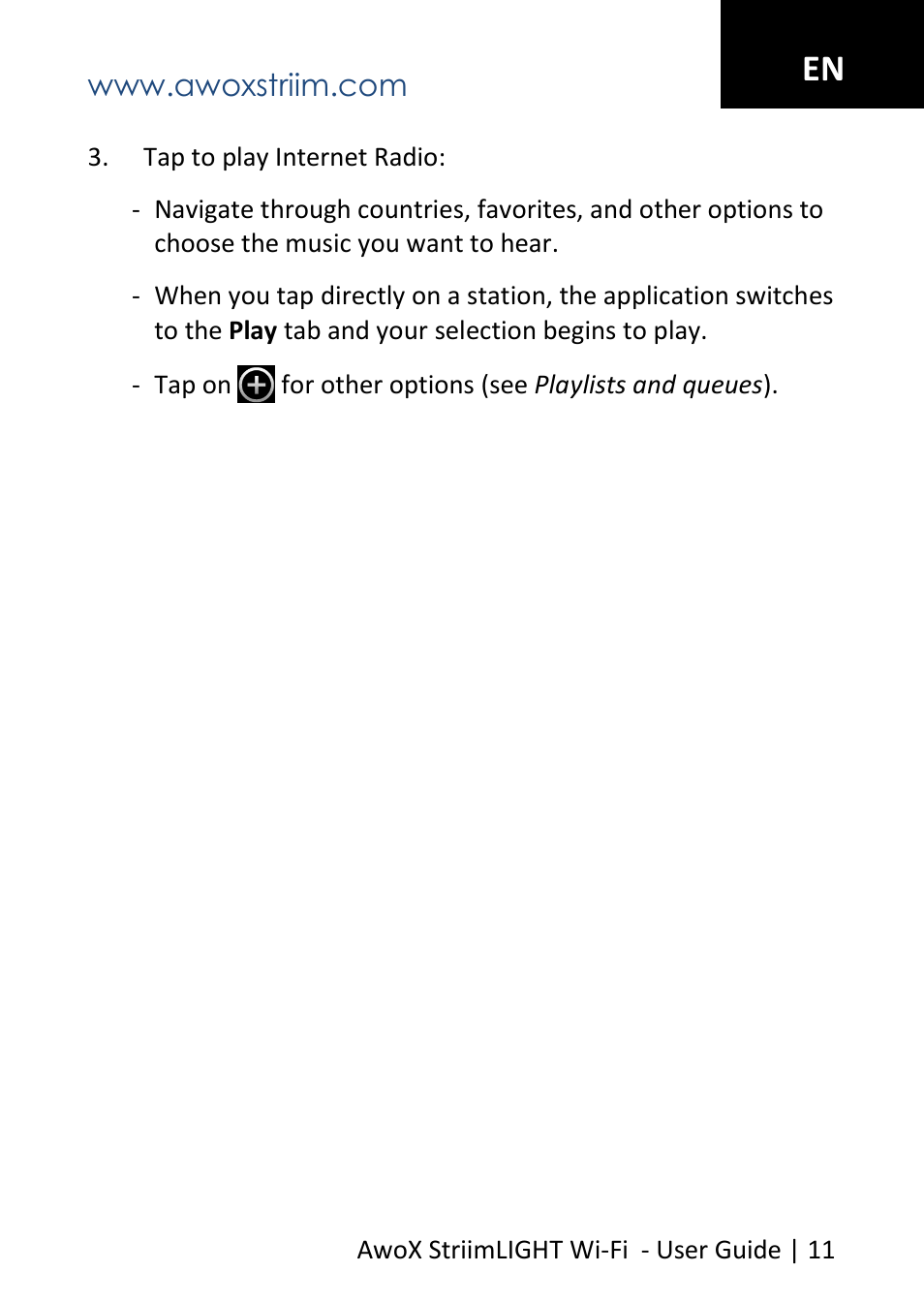 AwoX StriimLIGHT WiFI User Manual | Page 11 / 32