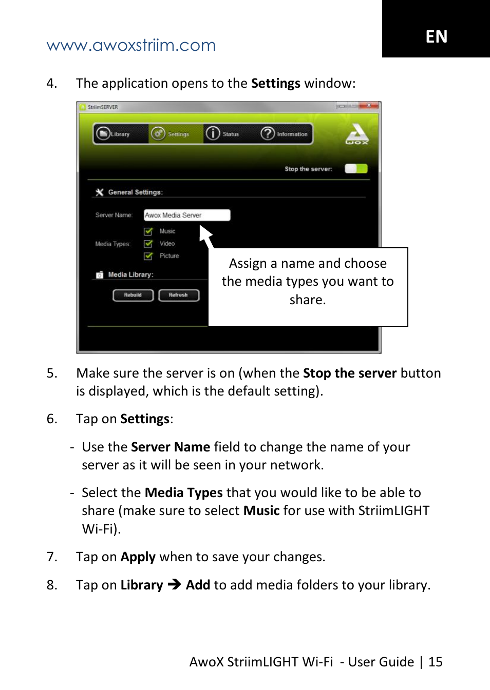 AwoX StriimLIGHT WiFI User Manual | Page 15 / 32