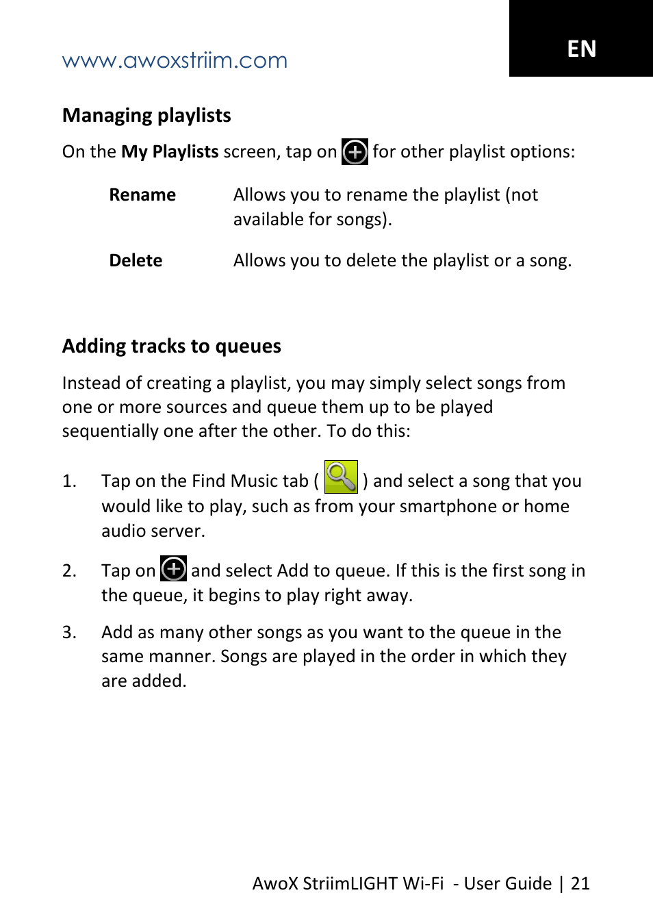 AwoX StriimLIGHT WiFI User Manual | Page 21 / 32