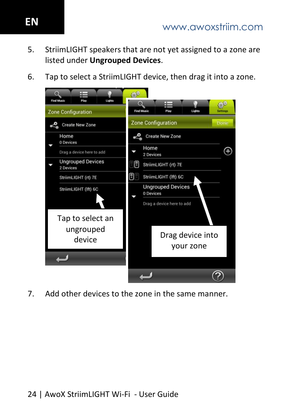 AwoX StriimLIGHT WiFI User Manual | Page 24 / 32