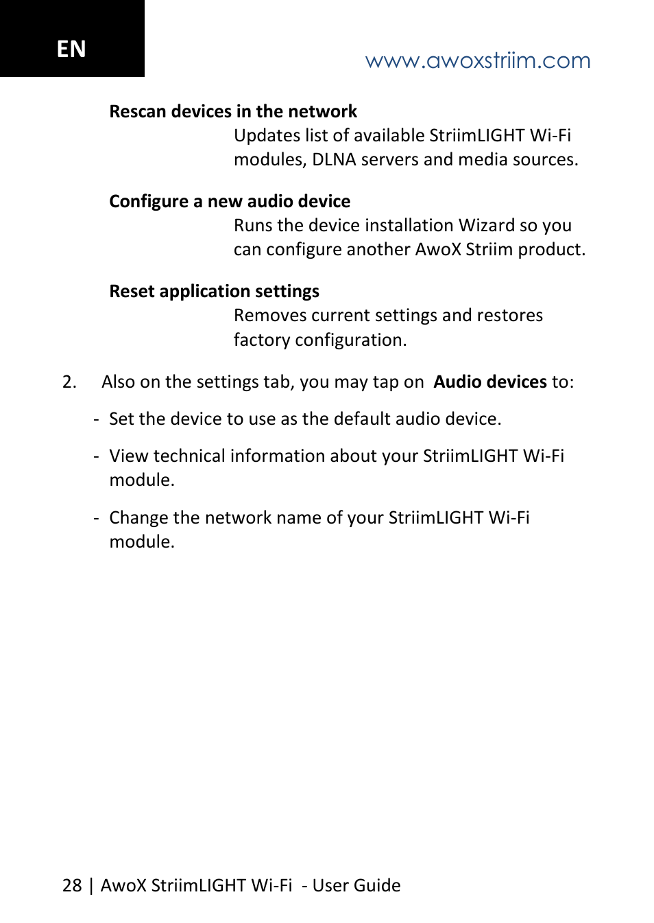 AwoX StriimLIGHT WiFI User Manual | Page 28 / 32