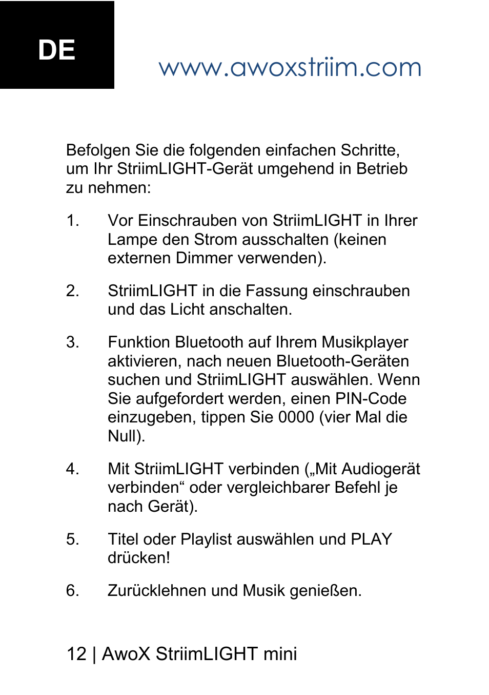 AwoX StriimLIGHT mini User Manual | Page 12 / 76