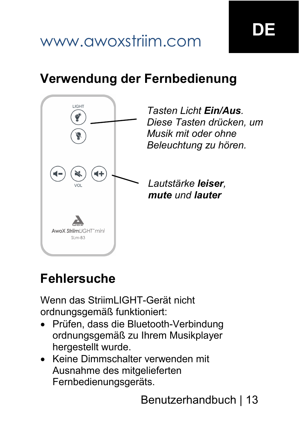AwoX StriimLIGHT mini User Manual | Page 13 / 76