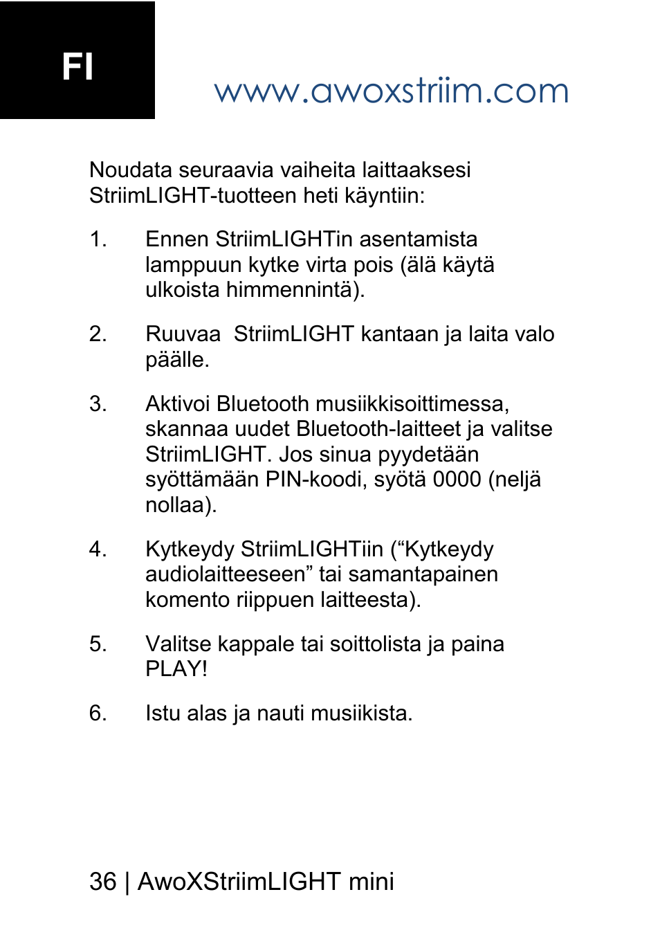 AwoX StriimLIGHT mini User Manual | Page 36 / 76