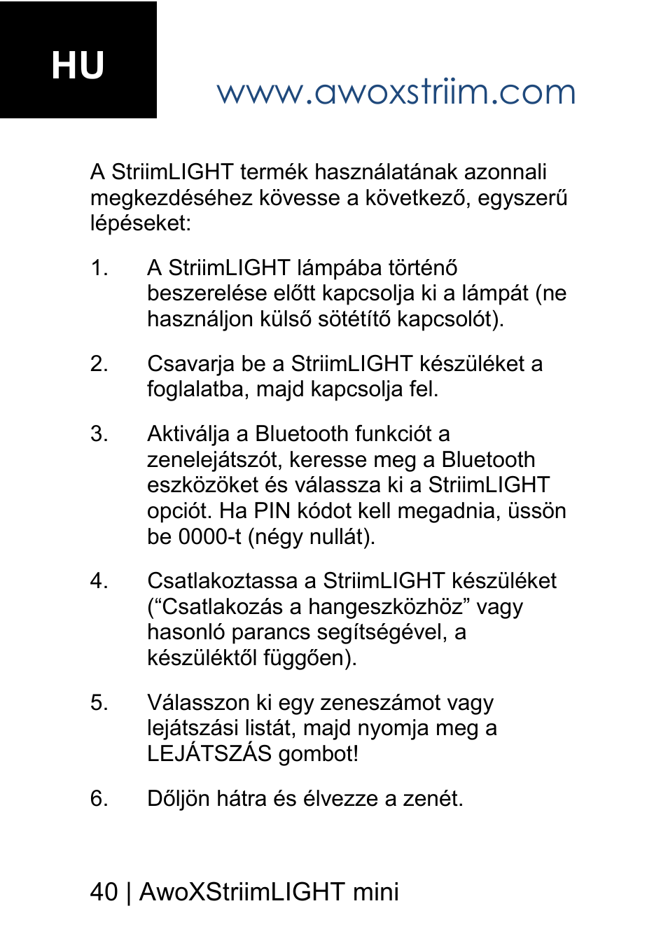 AwoX StriimLIGHT mini User Manual | Page 40 / 76