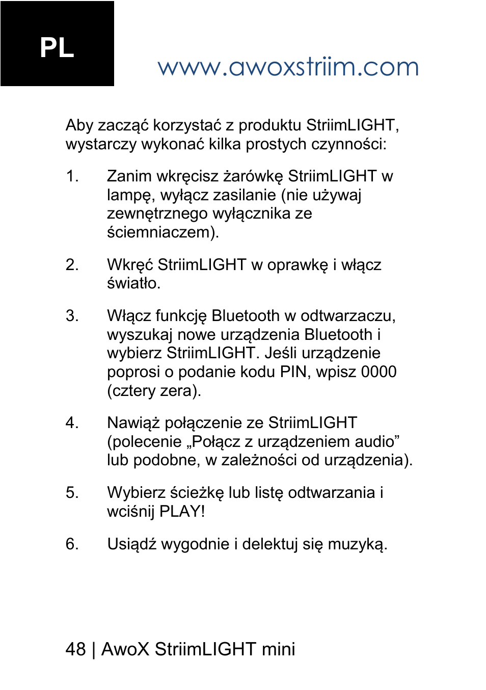 AwoX StriimLIGHT mini User Manual | Page 48 / 76