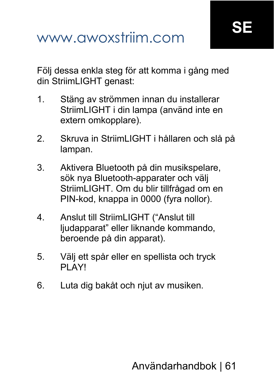 AwoX StriimLIGHT mini User Manual | Page 61 / 76