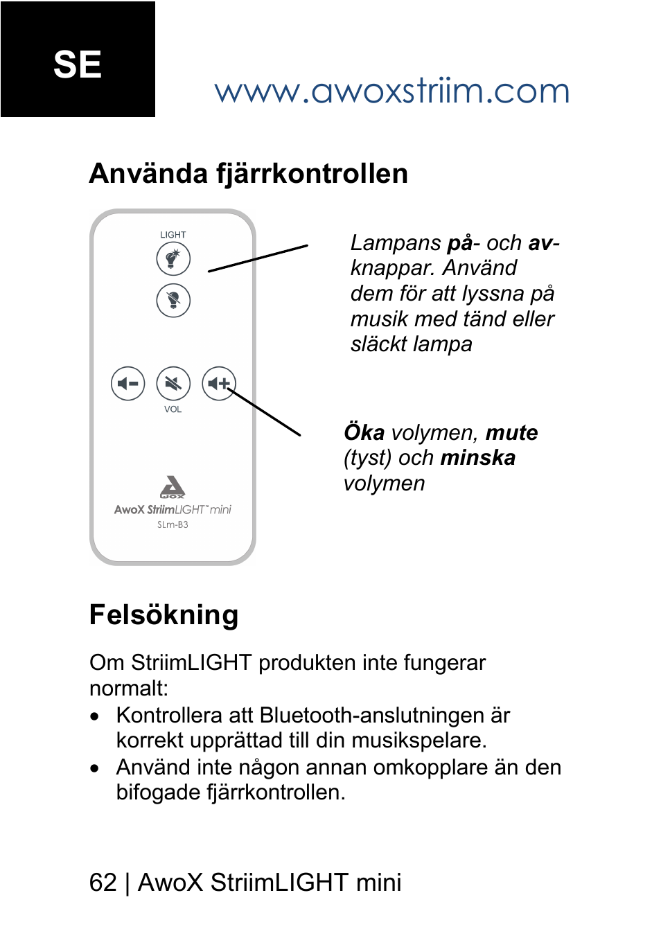 AwoX StriimLIGHT mini User Manual | Page 62 / 76