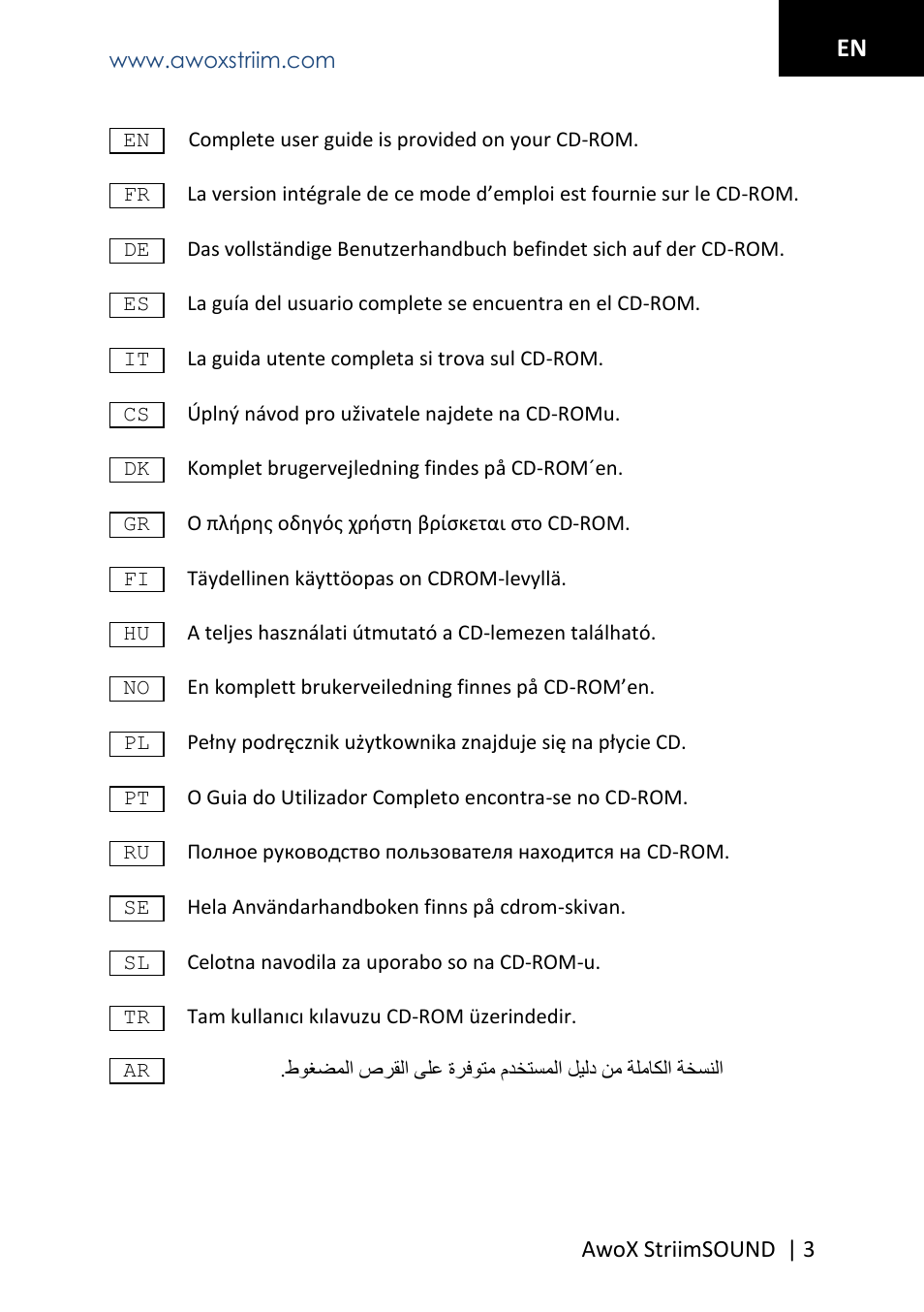 AwoX StriimSOUND User Manual | Page 3 / 48