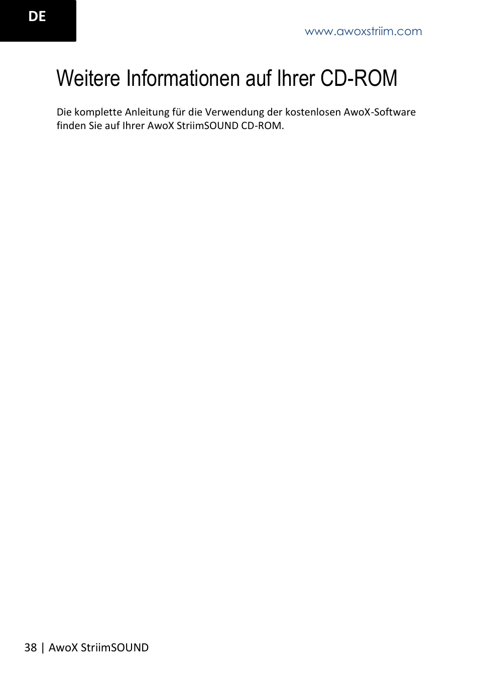 Weitere informationen auf ihrer cd-rom | AwoX StriimSOUND User Manual | Page 38 / 48