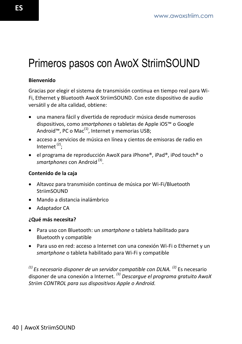 Primeros pasos con awox striimsound | AwoX StriimSOUND User Manual | Page 40 / 48