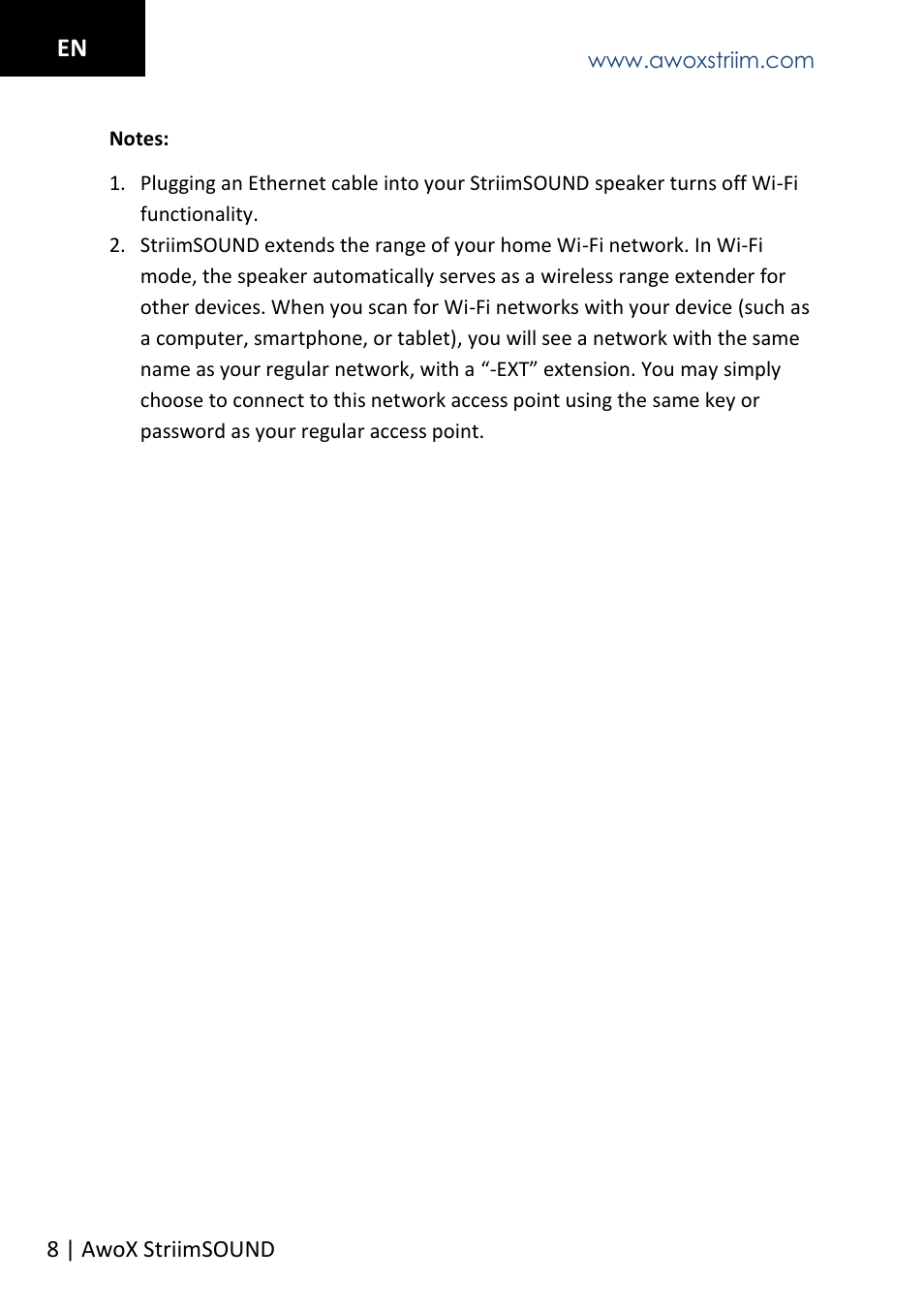 AwoX StriimSOUND User Manual | Page 8 / 48