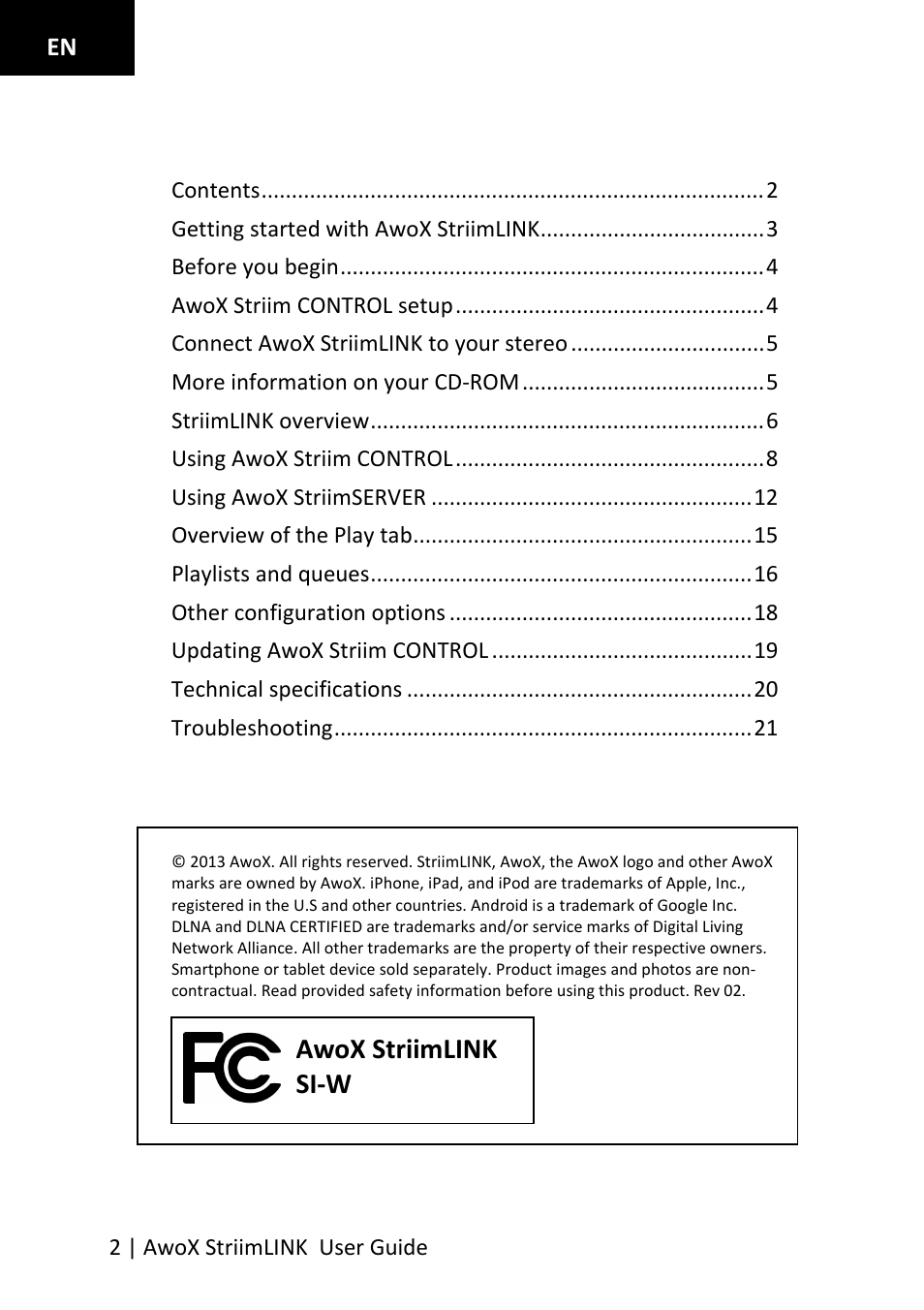 AwoX StriimLINK User Manual | Page 2 / 23