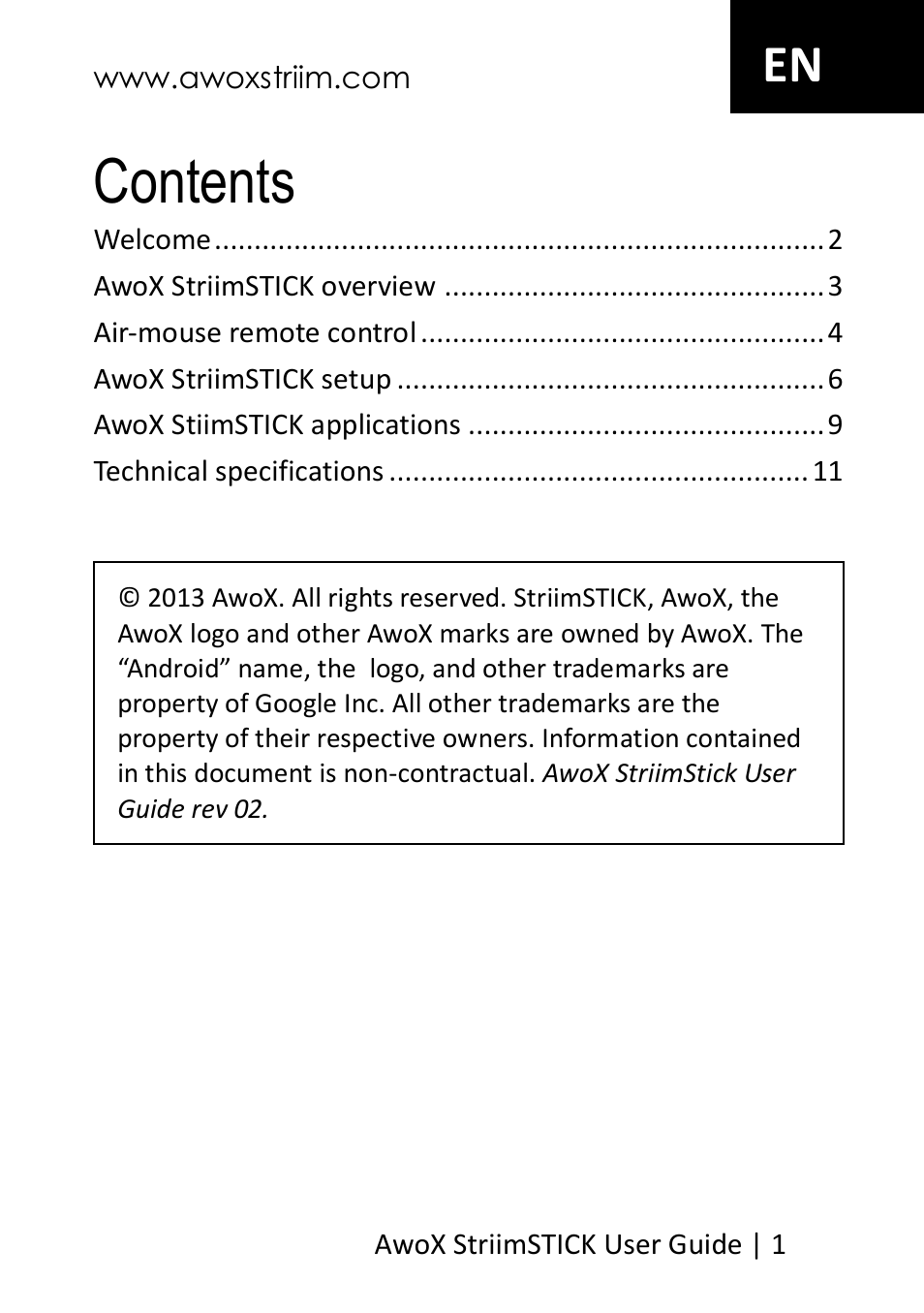 AwoX StriimSTICK User Manual | Page 2 / 13