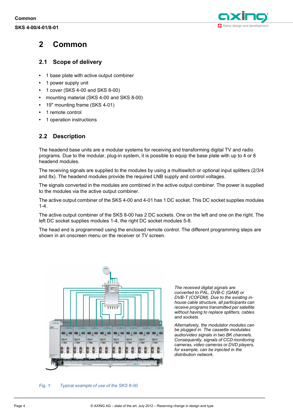 Common, Scope of delivery, Description | 2common, 1 scope of delivery, 2 description | AXING SKS 4-00 User Manual | Page 4 / 12