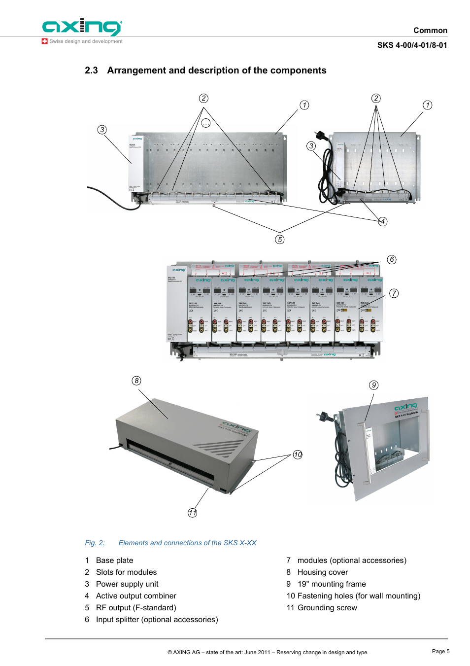Arrangement and description of the components, 3 arrangement and description of the components | AXING SKS 4-00 User Manual | Page 5 / 12