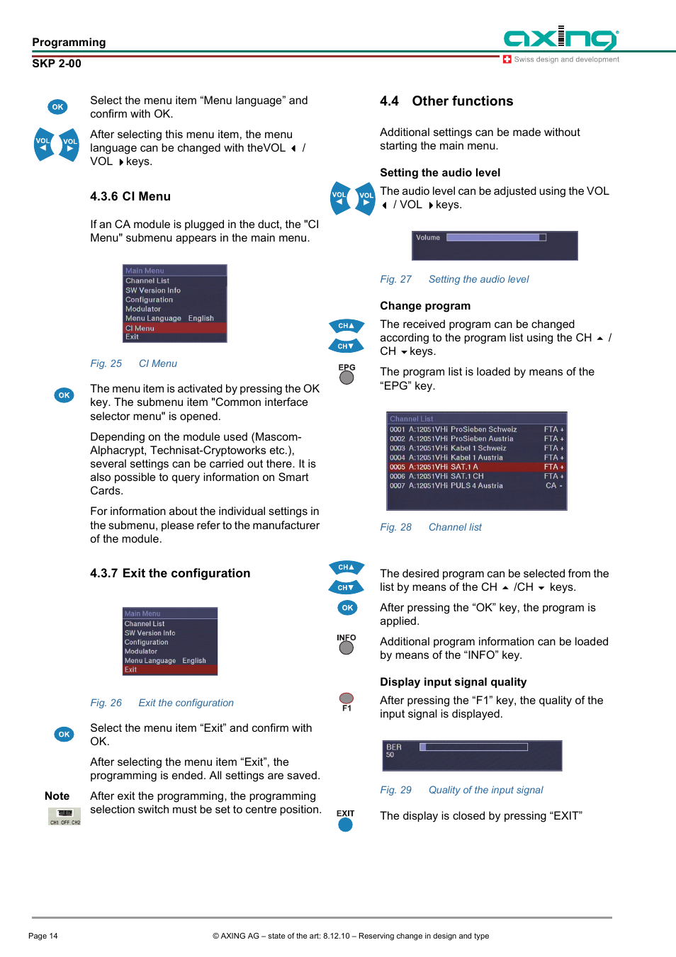 6 ci menu, 7 exit the configuration, 4 other functions | 6 ci menu 4.3.7 exit the configuration 4.4, Other functions | AXING SKP 2-00 User Manual | Page 14 / 20
