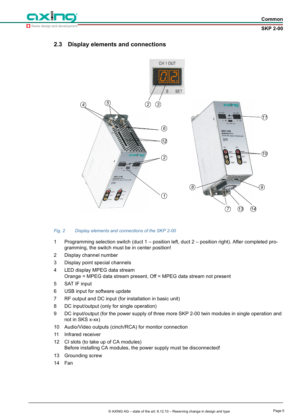 3 display elements and connections, Display elements and connections | AXING SKP 2-00 User Manual | Page 5 / 20