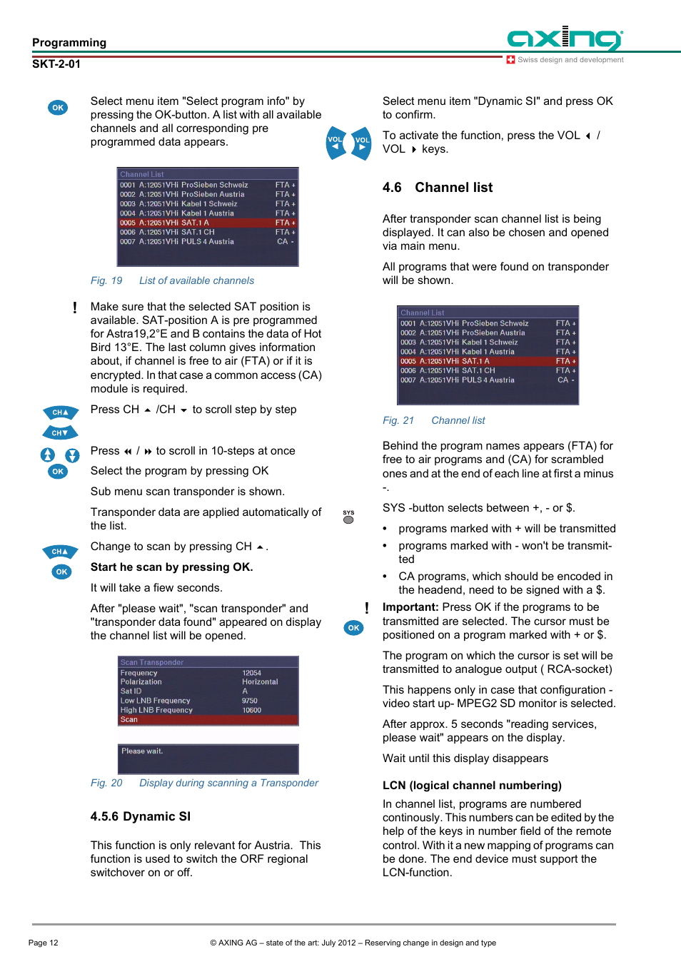 6 dynamic si, 6 channel list, 6 dynamische si 4.6 | Channel list | AXING SKT 2-01 User Manual | Page 12 / 18