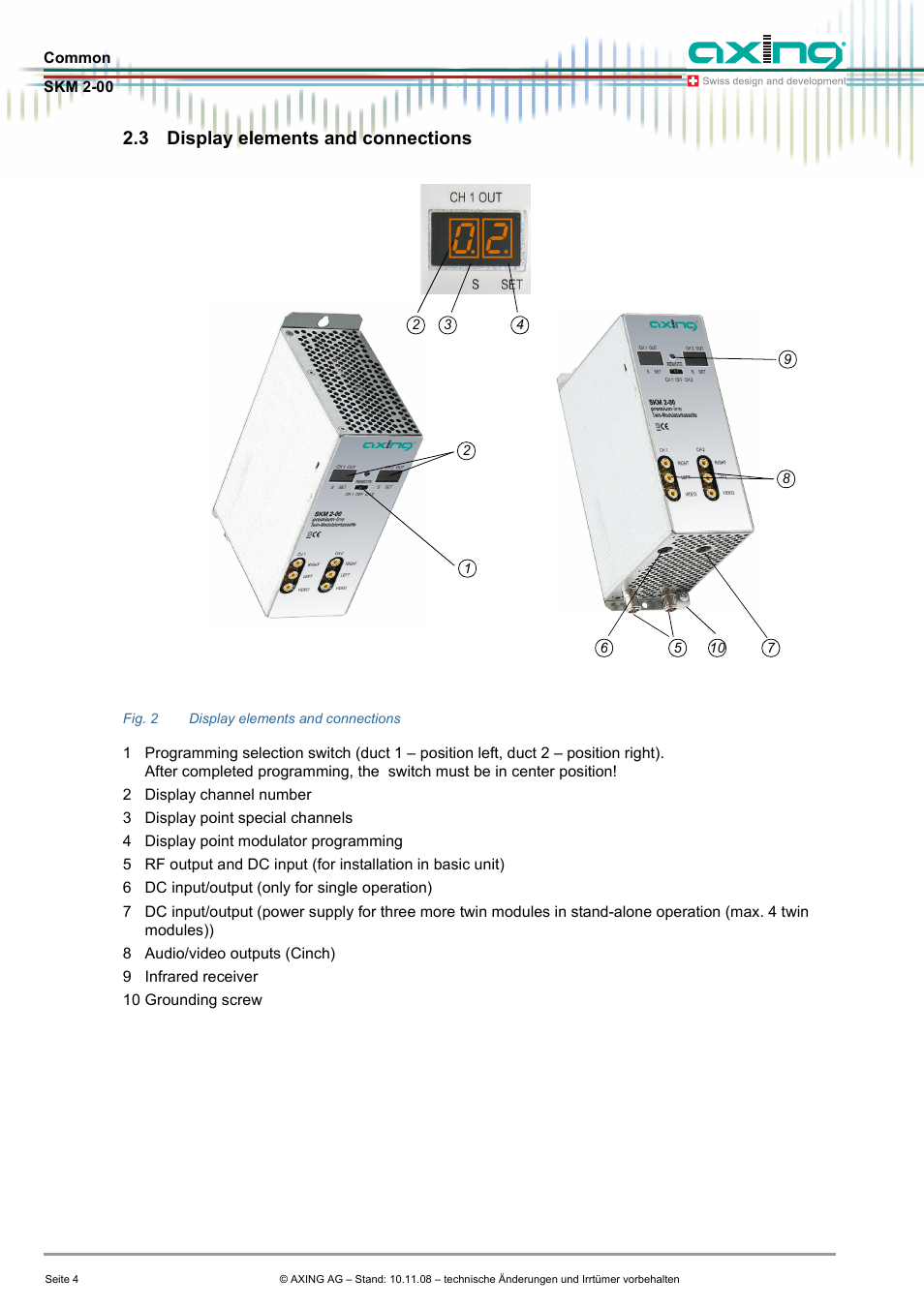 3 display elements and connections | AXING SKM 2-00 User Manual | Page 4 / 10