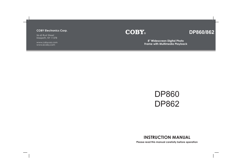 COBY DP860 User Manual | 18 pages
