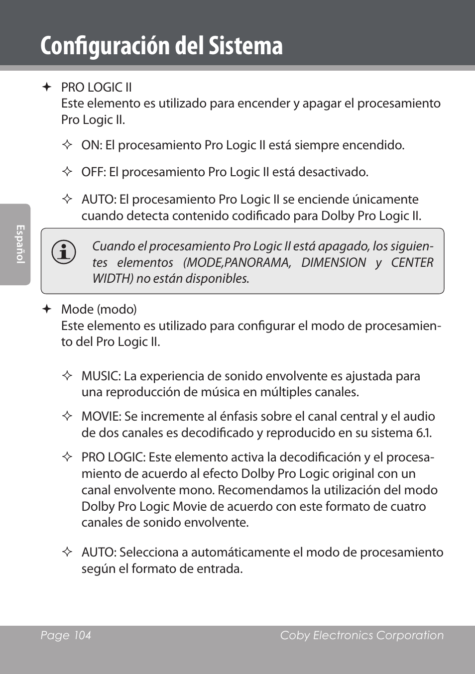 Configuración del sistema | COBY DVD978 User Manual | Page 104 / 190