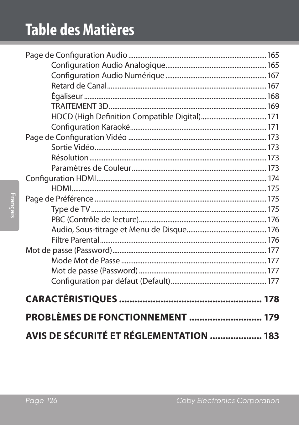 COBY DVD978 User Manual | Page 126 / 190