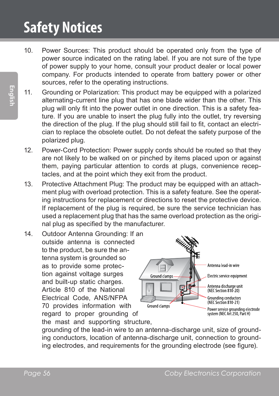 Safety notices | COBY DVD978 User Manual | Page 56 / 190