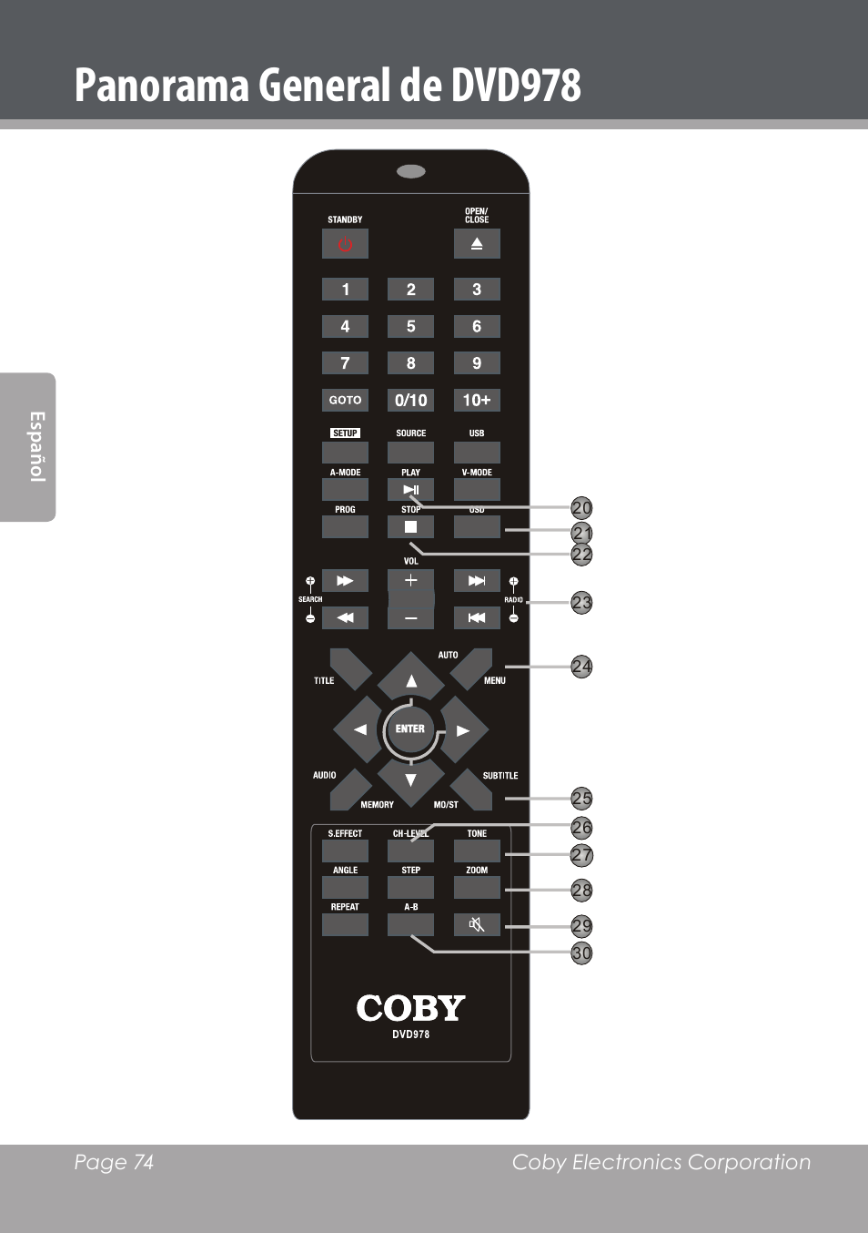 Panorama general de dvd978 | COBY DVD978 User Manual | Page 74 / 190