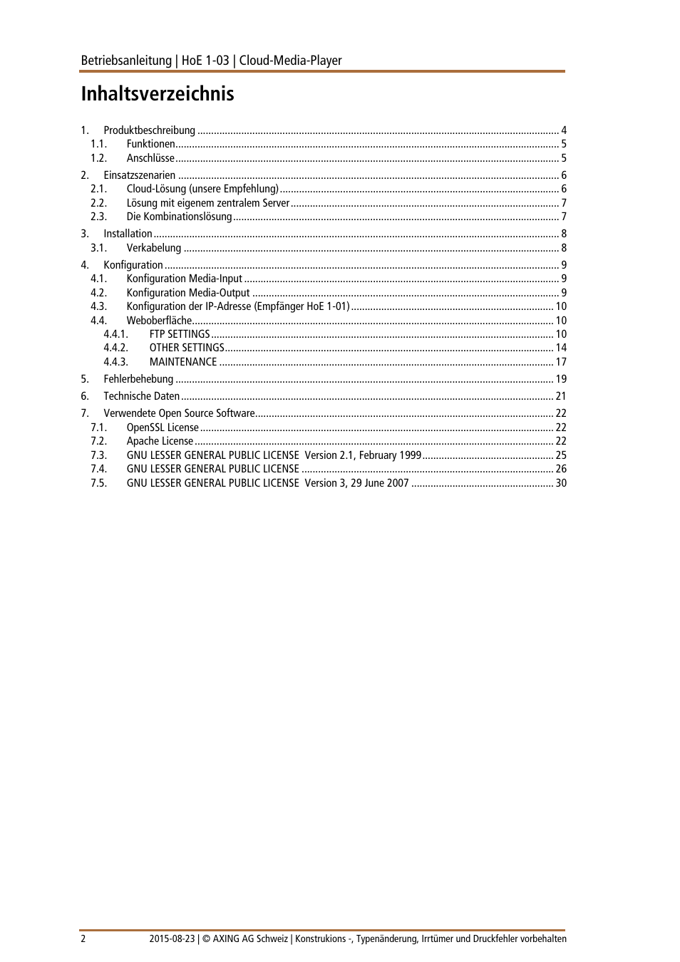 AXING HoE 1-03 User Manual | Page 2 / 67