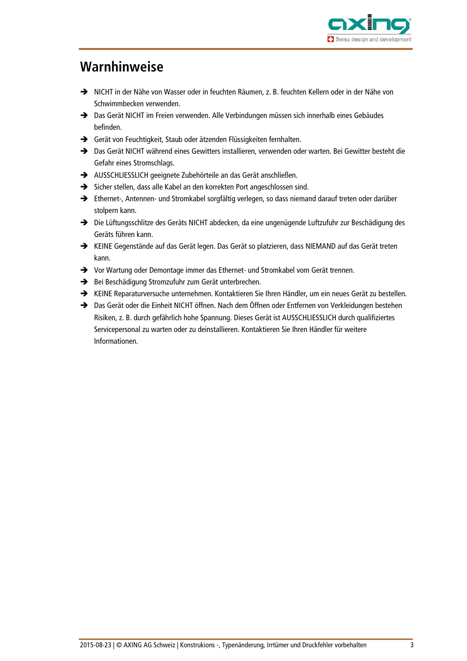 Warnhinweise | AXING HoE 1-03 User Manual | Page 3 / 67