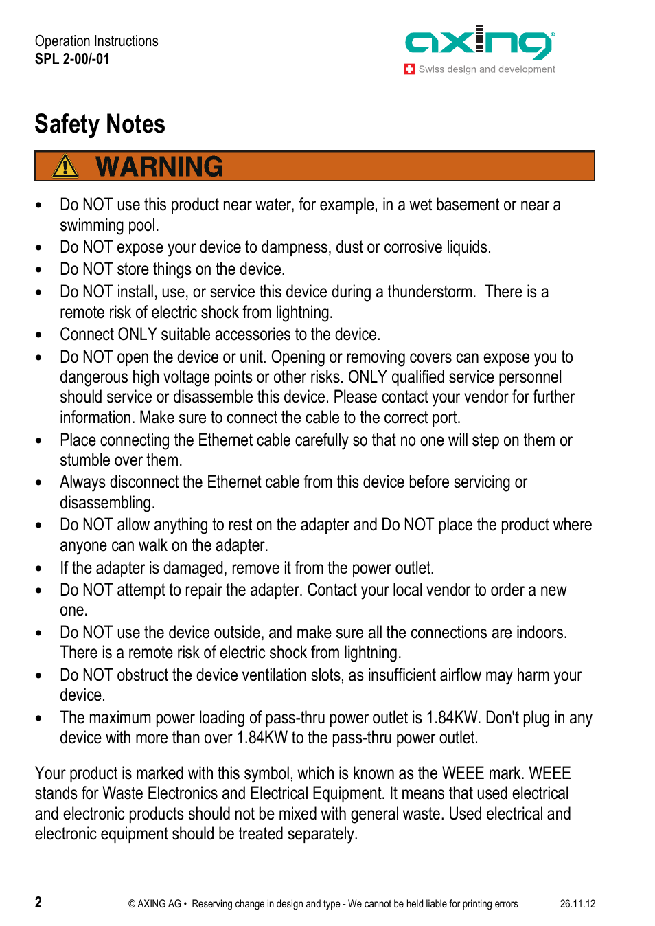 AXING SPL 2-00 User Manual | Page 2 / 16