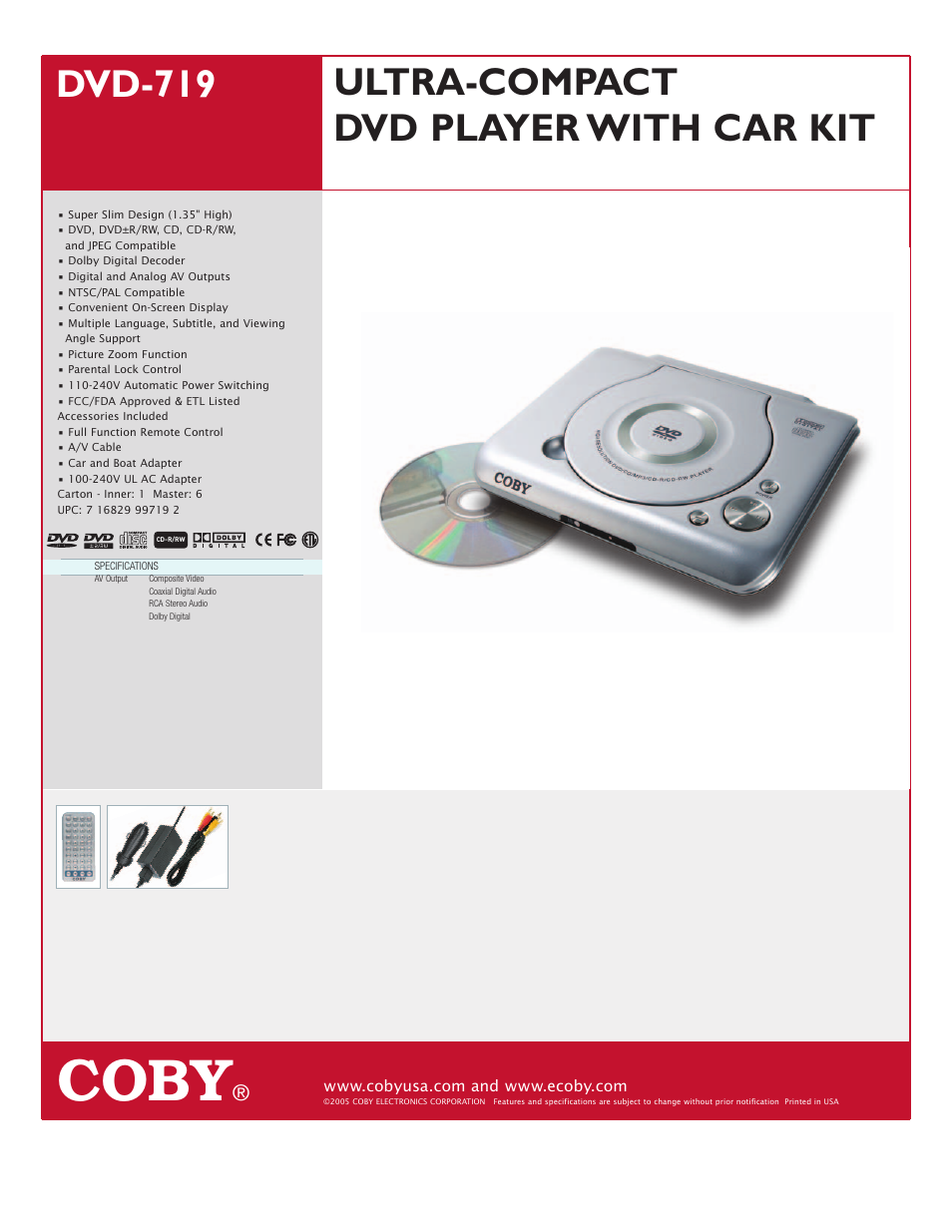 COBY DVD-719 User Manual | 1 page