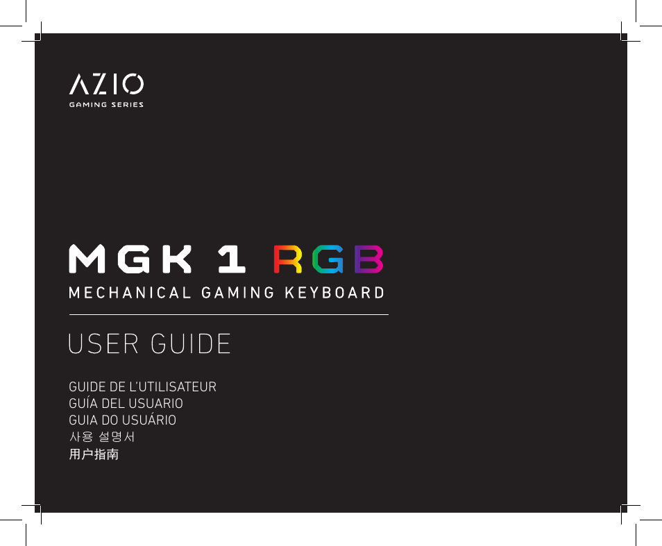 Azio MGK1 RGB Backlit Mechanical Gaming Keyboard (MGK1-RGB) User Manual | 16 pages