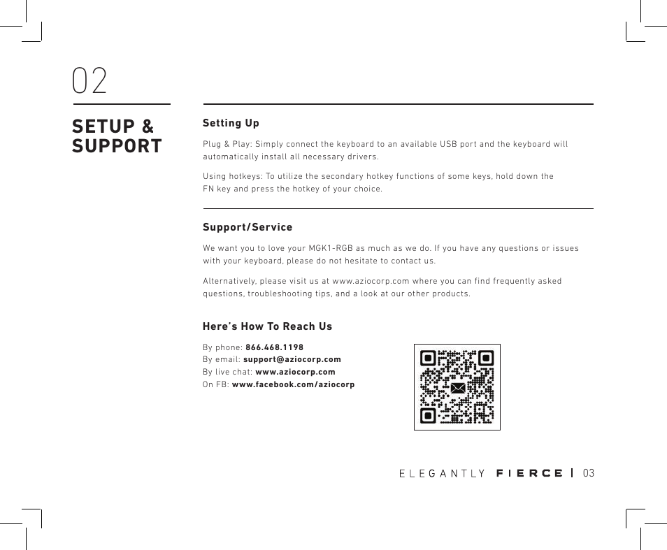Setup & support | Azio MGK1 RGB Backlit Mechanical Gaming Keyboard (MGK1-RGB) User Manual | Page 5 / 16