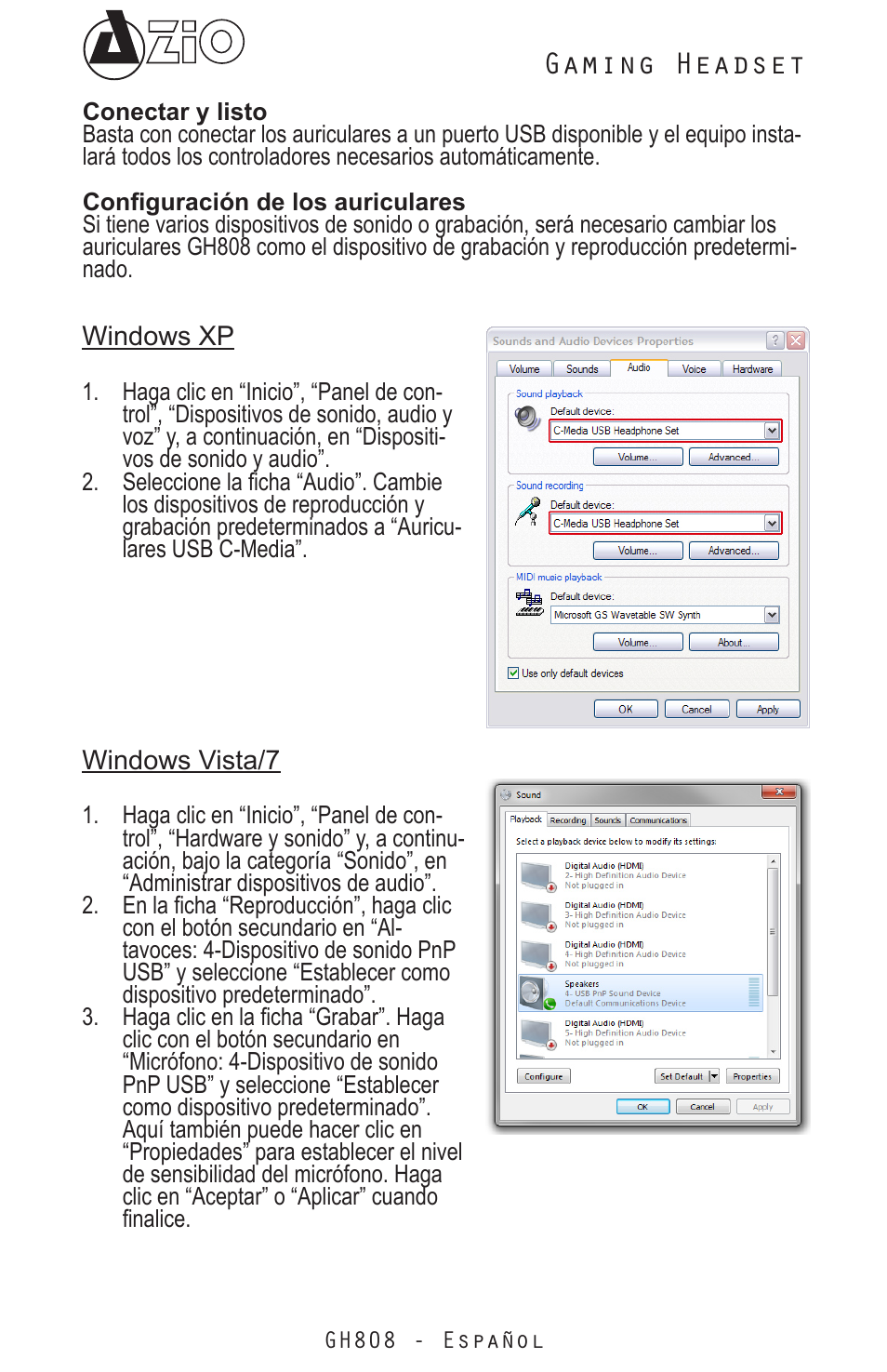 Gaming headset | Azio Levetron GH808 USB Gaming Headset (GH808) User Manual | Page 23 / 30