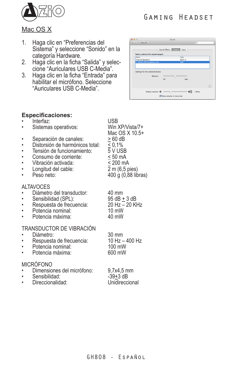 Gaming headset | Azio Levetron GH808 USB Gaming Headset (GH808) User Manual | Page 24 / 30