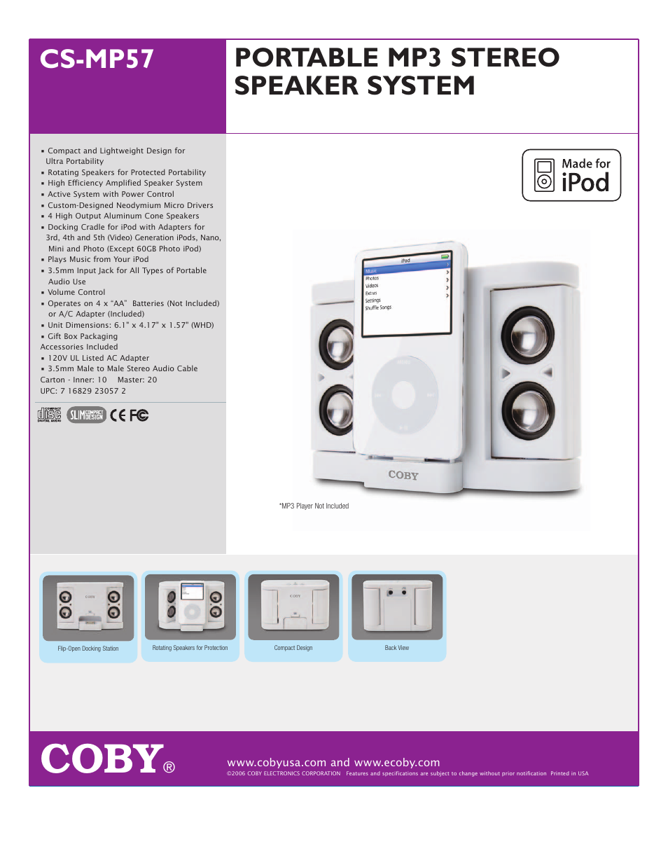 COBY CS-MP57 User Manual | 1 page