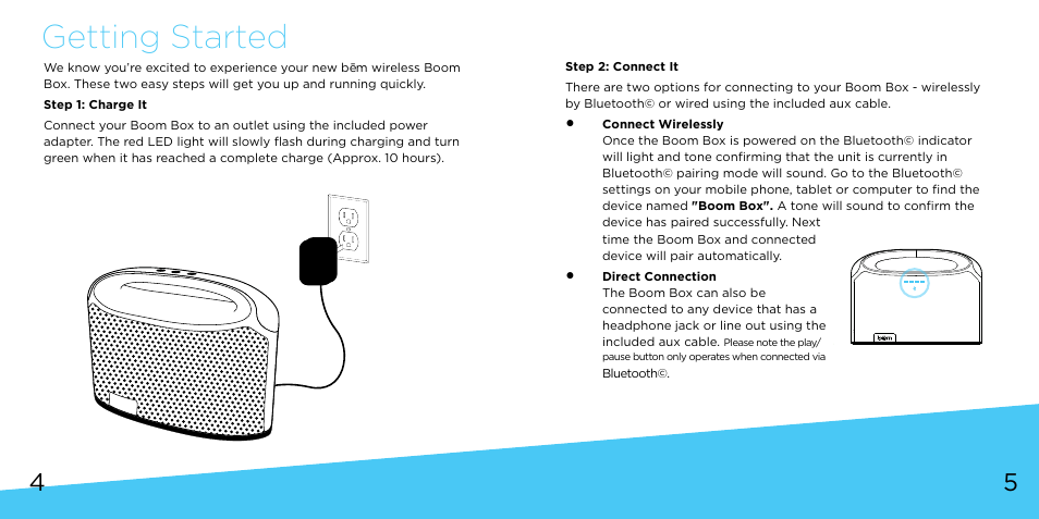 Getting started | Bem Wireless Boom Box User Manual | Page 3 / 9