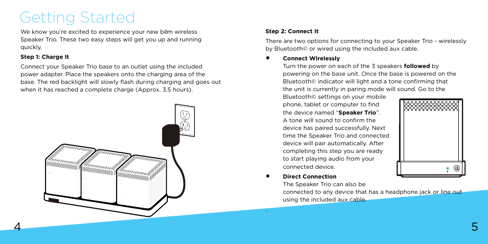 Getting started | Bem Wireless Speaker Trio User Manual | Page 3 / 9