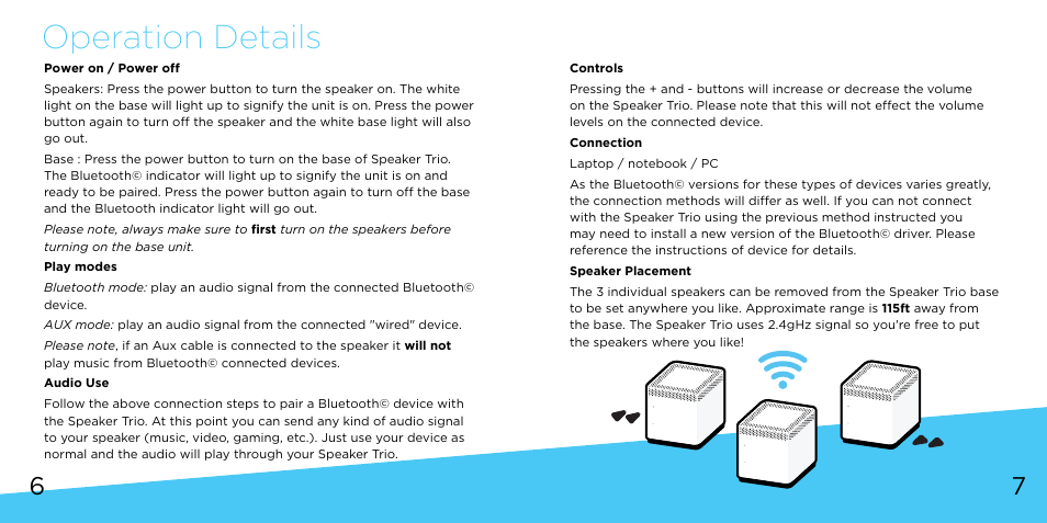 Operation details | Bem Wireless Speaker Trio User Manual | Page 4 / 9