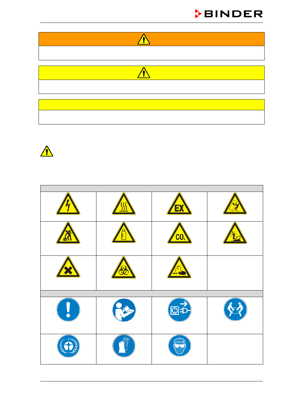 Warning, Caution | BINDER C 150 User Manual | Page 10 / 90